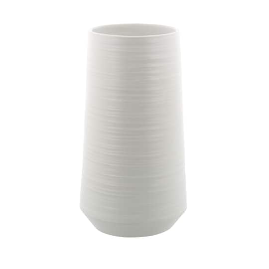 Silver Porcelain Contemporary Vase, 12" x 6" x 6"